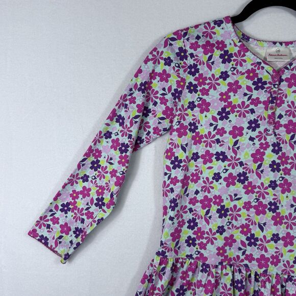 Hanna Andersson Pink Purple Floral Drop Waist Tunic Dress Girl's 140 US 10 - Picture 5 of 11